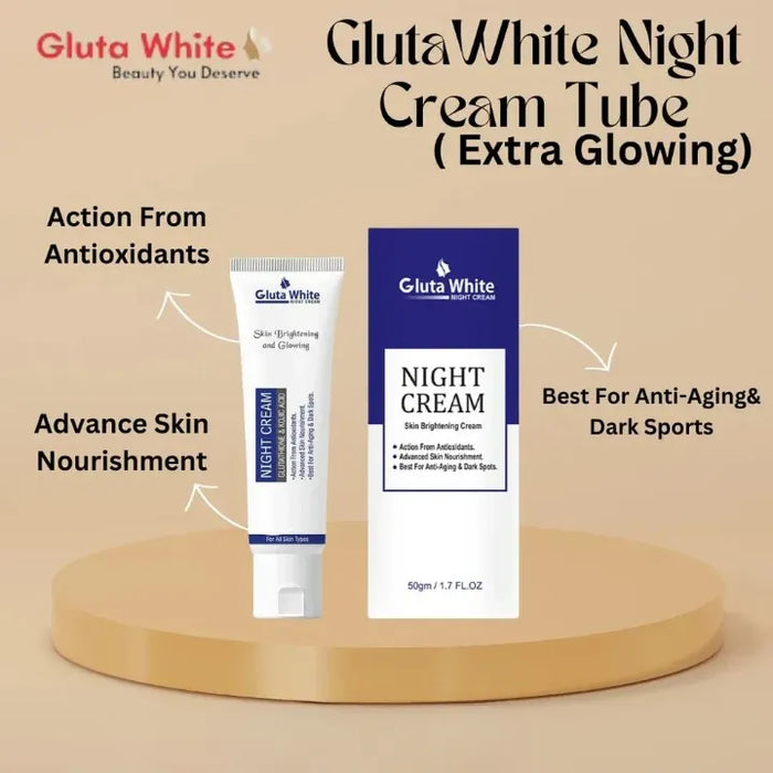 Gluta White Night Cream | 50ml | Advanced Brightening & Anti‑Aging Formula