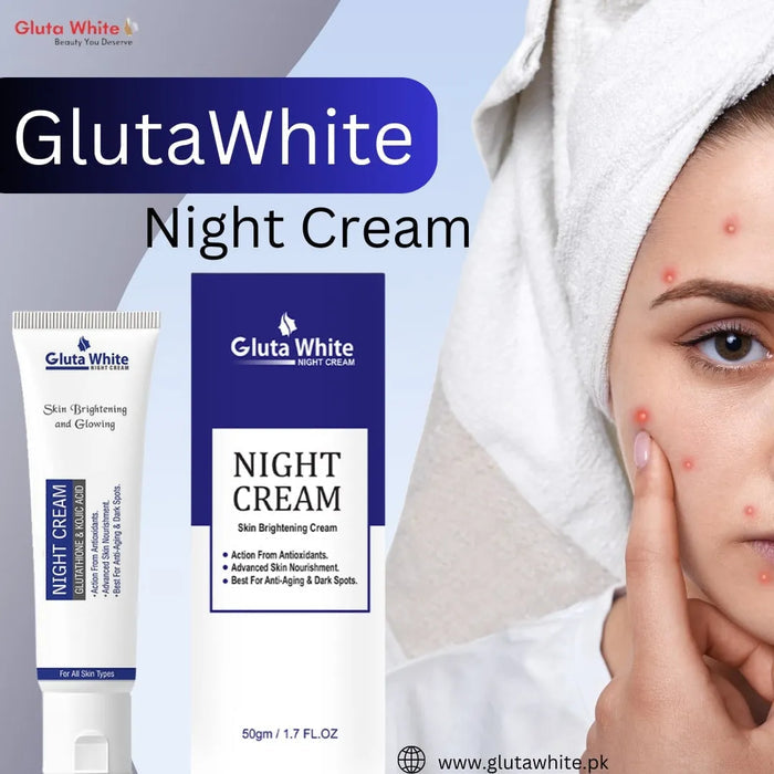 Gluta White Night Cream | 50ml | Advanced Brightening & Anti‑Aging Formula